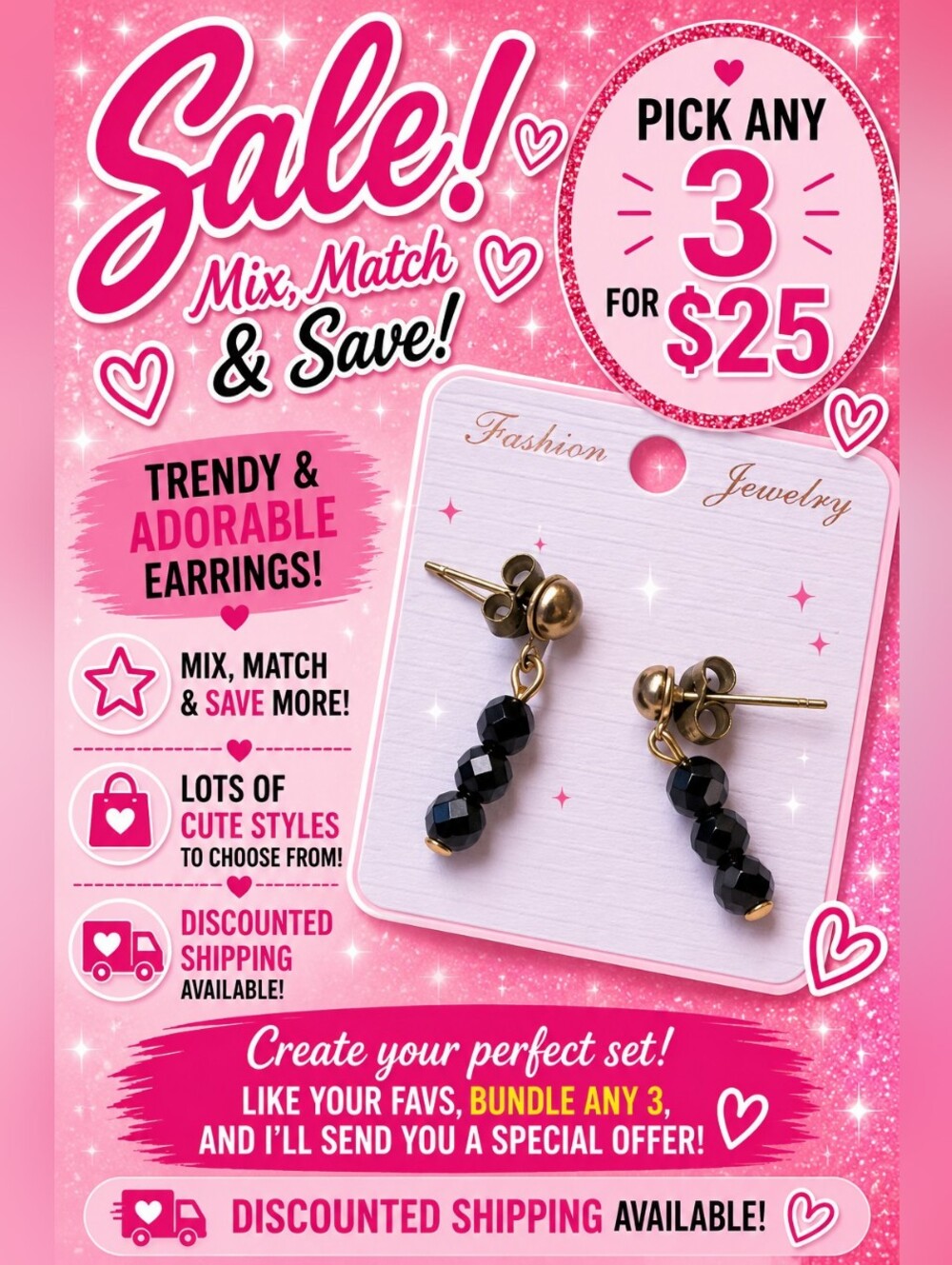 Black Faceted Bead Dangle Earrings Gold Tone Elegant Minimalist Drop Jewelry